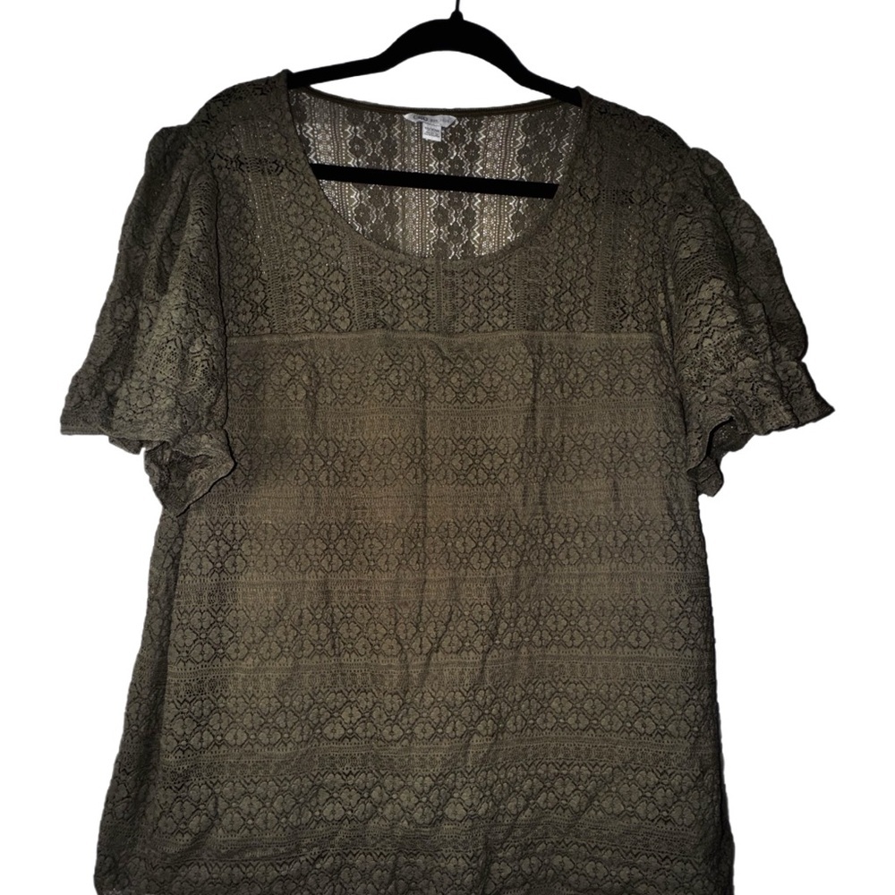 Cato Women's Olive Lace Top